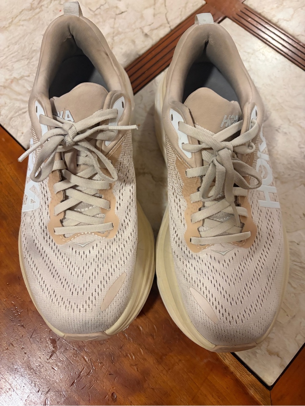 Hoka Bondi 8 Beige/Cream Neutral Running Sneakers